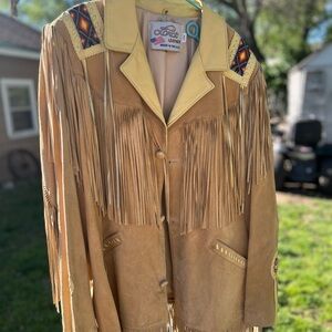 Lariat Leather Tan Leather Fringe Jacket